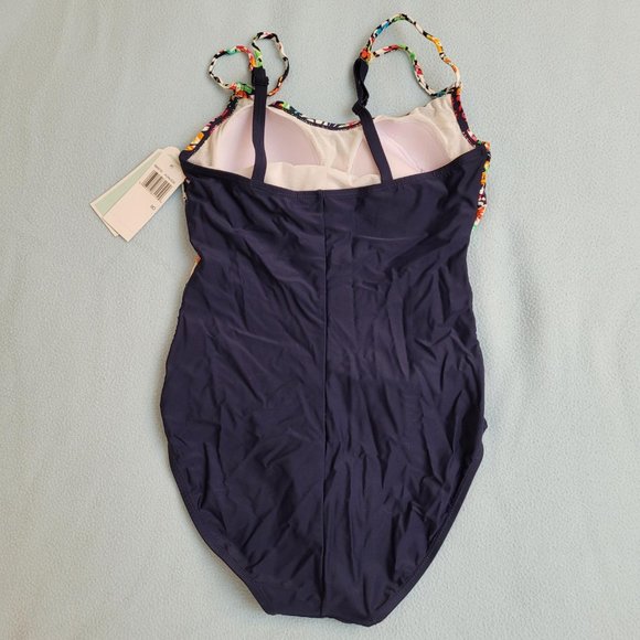 41. Christina Blue, pink rose swimsuit. Size 8D. NWT - Picture 2 of 5